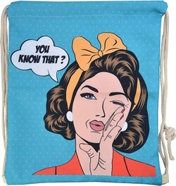 Stijlvolle rugzak met print vrouwenhoofd en tekst - You know that
