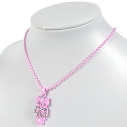 Lichtroze uilenketting voor kinderen met glinsterende strass steentjes