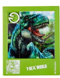 Groene T-Rex dinosaurus schuifpuzzel - 10,5 x 9 cm