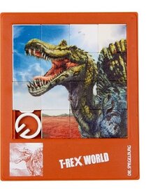Oranje dinosaurus schuifpuzzel van kunststof - 10,5 x 9 cm