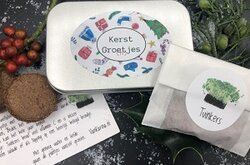Zadendoosje Kerst groe(n)tjes met tuinkers zaadjes en aarde
