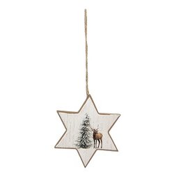Kerst hanger ster rendier – Houten kerstversiering met rendier
