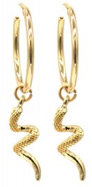 Goudkleurige oorringen hanger slang met verfijnde details