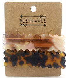 Haarspelden multi brown set van 2 stuks op giftcard