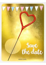 Sterretje Save the date met hartvormig vuurwerk voor bruiloften