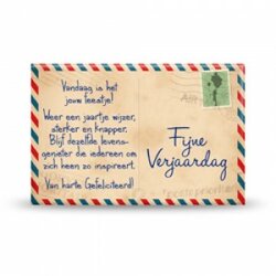 Magneet Postcard Fijne Verjaardag – Feestelijke verjaardagsmagneet met standaard
