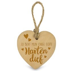 Hartendief hartje houten hanger met lieve tekst