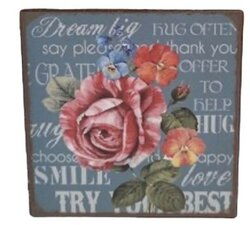 Vierkante magneet - Dream big met rozen decoratie