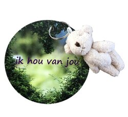 Rond kaartje - Ik hou van jou met knuffel beertje