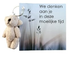 Kaartje - We denken aan je met knuffel beertje