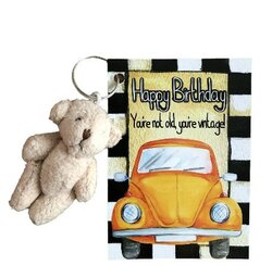 Kaart - Happy Birthday met knuffel beertje