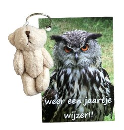 Kaart met knuffel beertje - Weer een jaartje wijzer