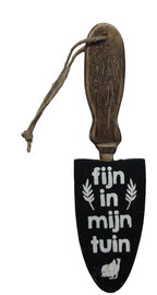Decoratieve houten schep met tekst - Fijn in mijn tuin