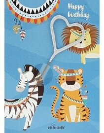 Sterretje Happy Birthday dieren kaart met hart sterretje