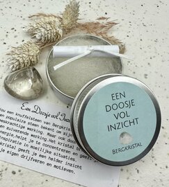 Een doosje vol inzicht - Bergkristal natuursteen in een blikje OP=OP