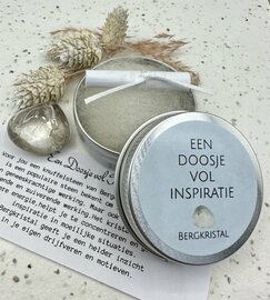 Een doosje vol inspiratie - Bergkristal natuursteen in een blikje OP=OP