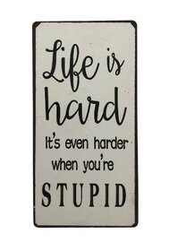 Magneet Life Is Hard – Grappige tekstmagneet 10 x 5 cm