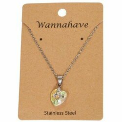 Ketting kristal hart geel - facet geslepen RVS 45 cm