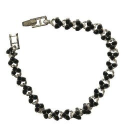 Armband met geslepen kristal - zwart 19,5 cm