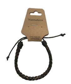 Gevlochten lederen heren armband bruin met verstelbare sluiting