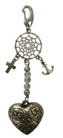 Dreamcatcher sleutelhanger - Hart met bergkristal en bedels