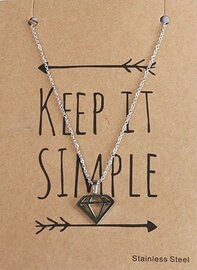 RVS Ketting met diamant hanger zilverkleurig