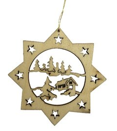 Luxe houten ster als sfeervolle kerstversiering voor in de boom