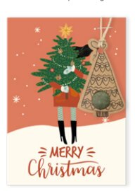 Kerstkaart met kerstboom hanger met zaadbommetje