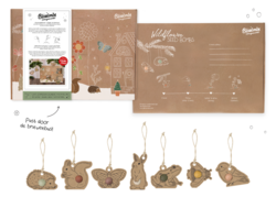 Adventskalender met 7 verschillende hangers met zaadbommetjes