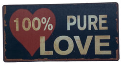 Romantische magneet met de tekst 100% Pure Love - 10 x 5 cm