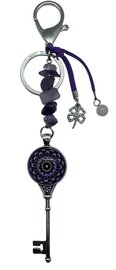 Tassenhanger Sleutel Key to your heart met Amethist Natuursteen