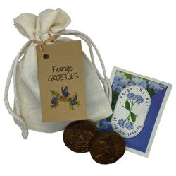 Zakje met Vergeet me nietjes zaadjes en kaartje -  Fleurige groetjes