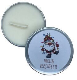 Vrolijk kerstfeest kaars met kerstman - In blikje