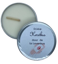 Kaars Dikke kerstkus met vegan koolzaadwas en etherische oliën