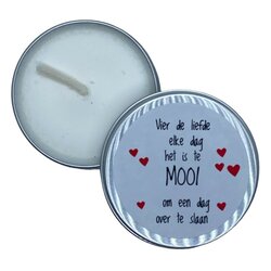 Kaars Vier de Liefde - handgegoten vegan koolzaadwas in blikje