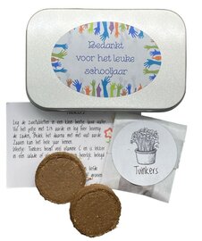 Bedankt voor het leuke schooljaar zadendoosje - Tuinkers