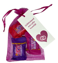 Tiny Tony's Chocolonely - Gefeliciteerd met jullie huwelijk - organza zakje