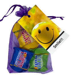 Vrolijk Organza Zakje met Drie Tiny Tony Chocolonely Chocolaatjes