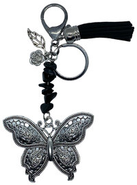 Vlinder onyx sleutelhanger met natuursteen en betekenisvol kaartje