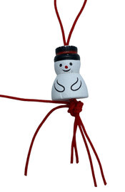 Gelukshanger Sneeuwpop - 10 houten hangers in organza zakje