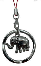 Ronde olifant hanger geluksbrenger met zilverkleurige accenten