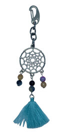 Kleurrijke dreamcatcher sleutelhanger met turquoise kwastje en natuurstenen
