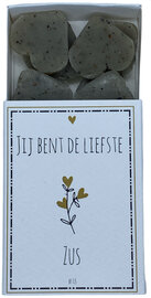 Mini Hartenzeepjes in Doosje Jij Bent De Liefste Zus