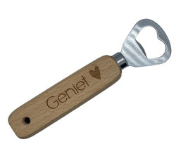 Houten Flesopener Geniet met Handig Ophangoog 