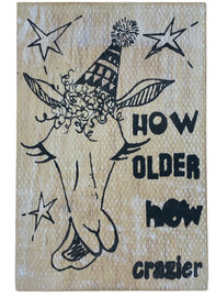 Postcard hout - How older how crazier met grappige giraffe