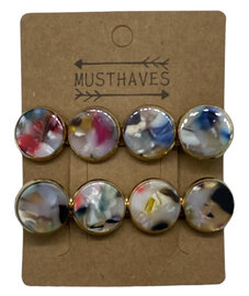 Haarspeld marmble multi color met luxe gouden details - 2 stuks
