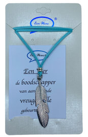 Turquoise veter ketting Veer 
