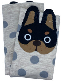 Kindersokken met hond beige maat 24 met witte stippen
