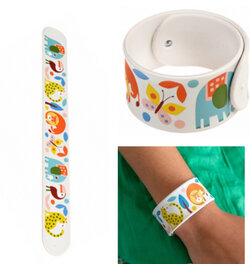 Kleurrijke klap armband Wild Wonders met hippe dierenprint