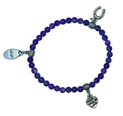 Elastische natuursteen armband van amethist voor tieners - 17,5 cm